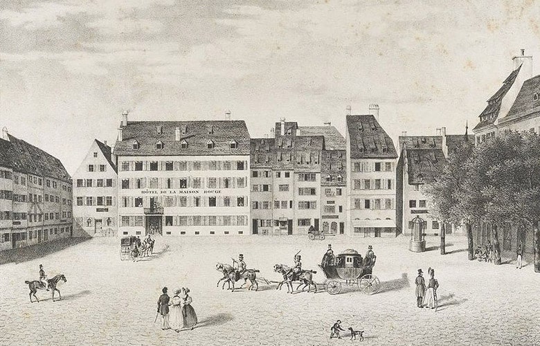 historic photo of the Maison Rouge hotel in Strasbourg